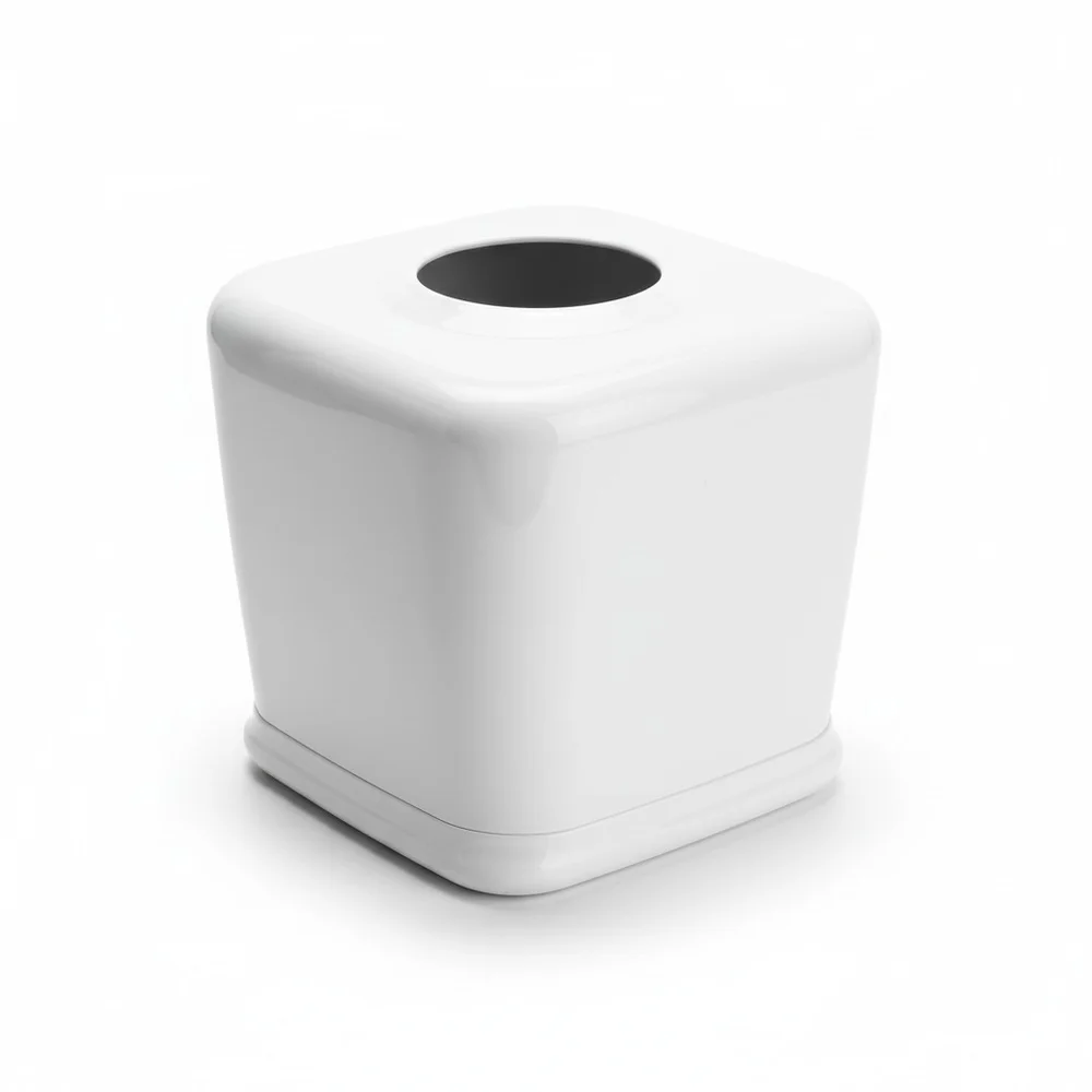Source Unknown White Tissue Box Holder
